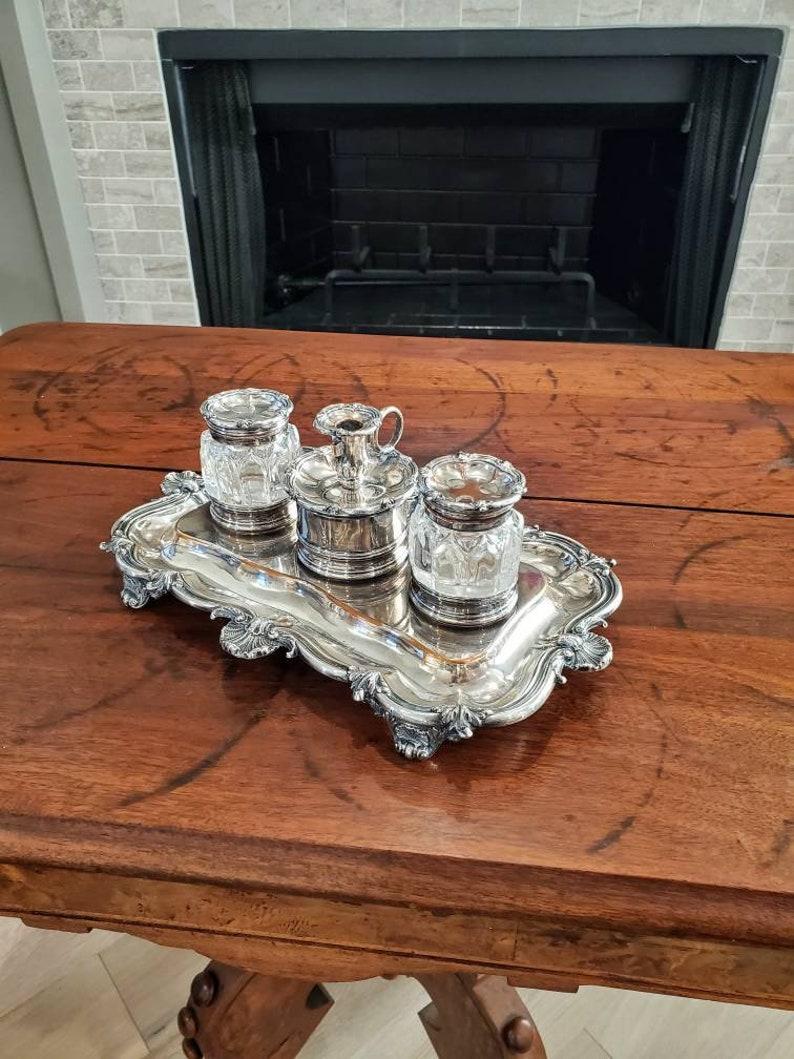 Silver Plate 18th/19th Century English Georgian III Period Matthew Boulton Inkstand For Sale