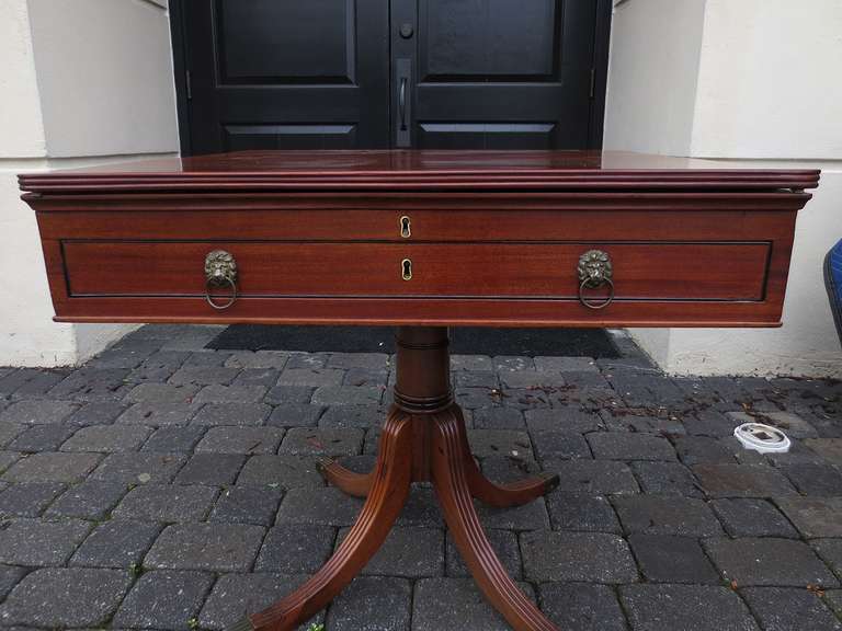 18th-19th century English mahogany architect's table converted to game table.