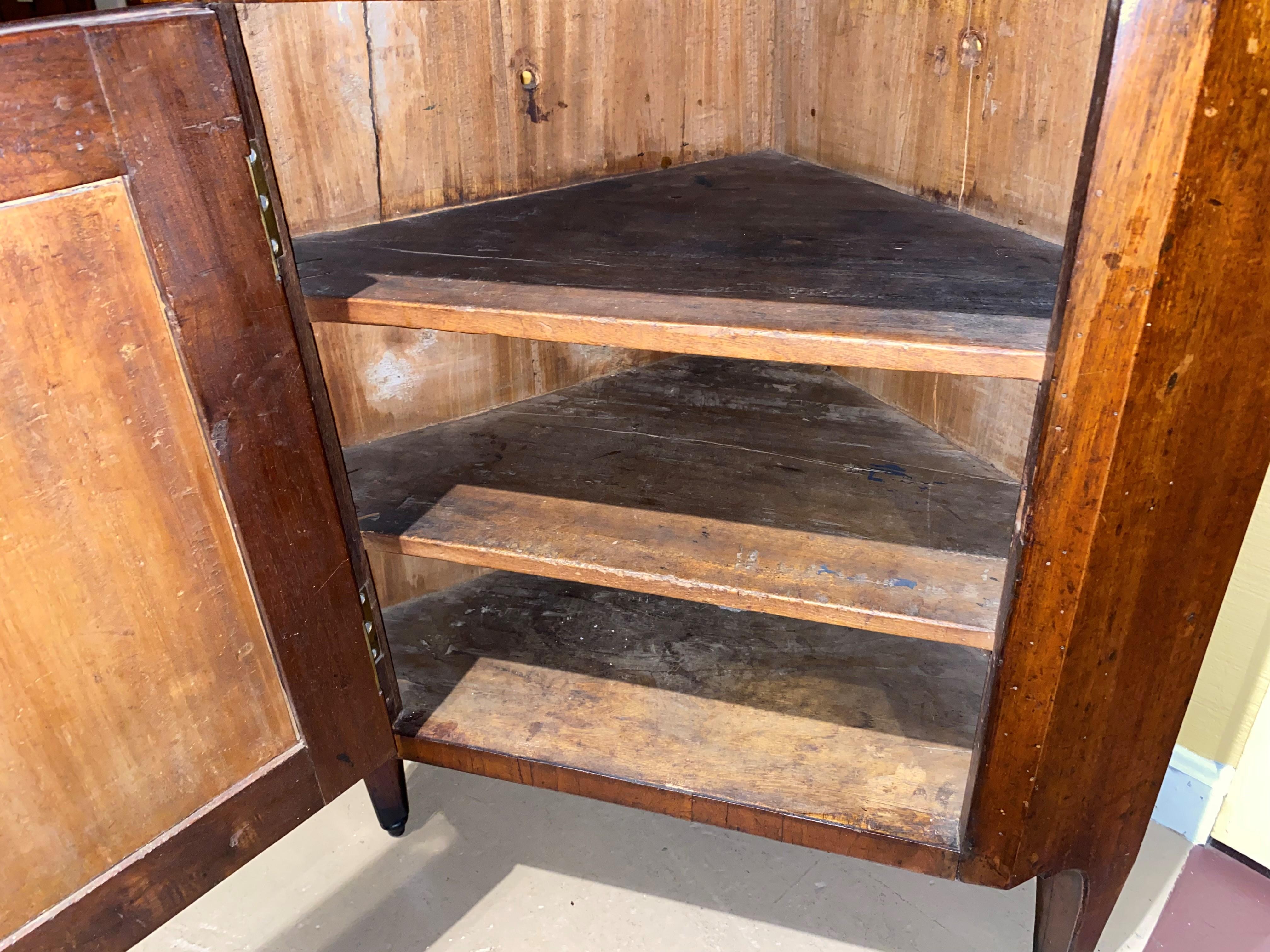 Brass 18th / 19th Century English Mahogany Standing Corner Cabinet