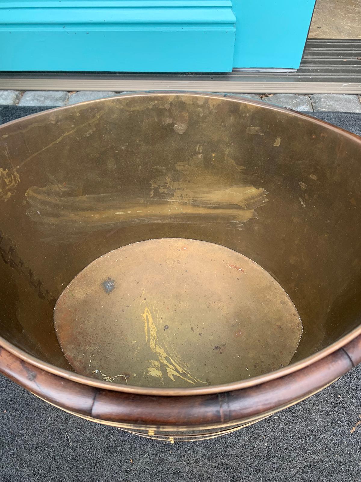 18th-19th Century English Navette Form Brass Bound Peat Bucket 7