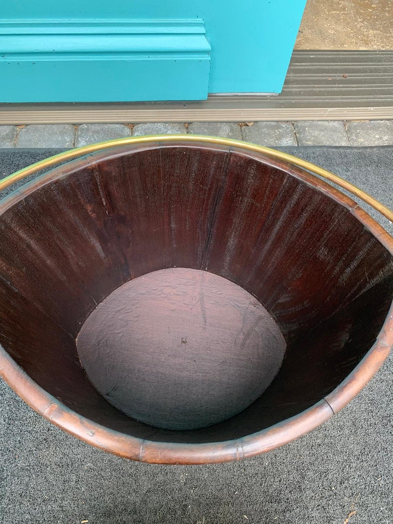 18th19th Century English Navette Form Brass Bound Peat Bucket at 1stDibs