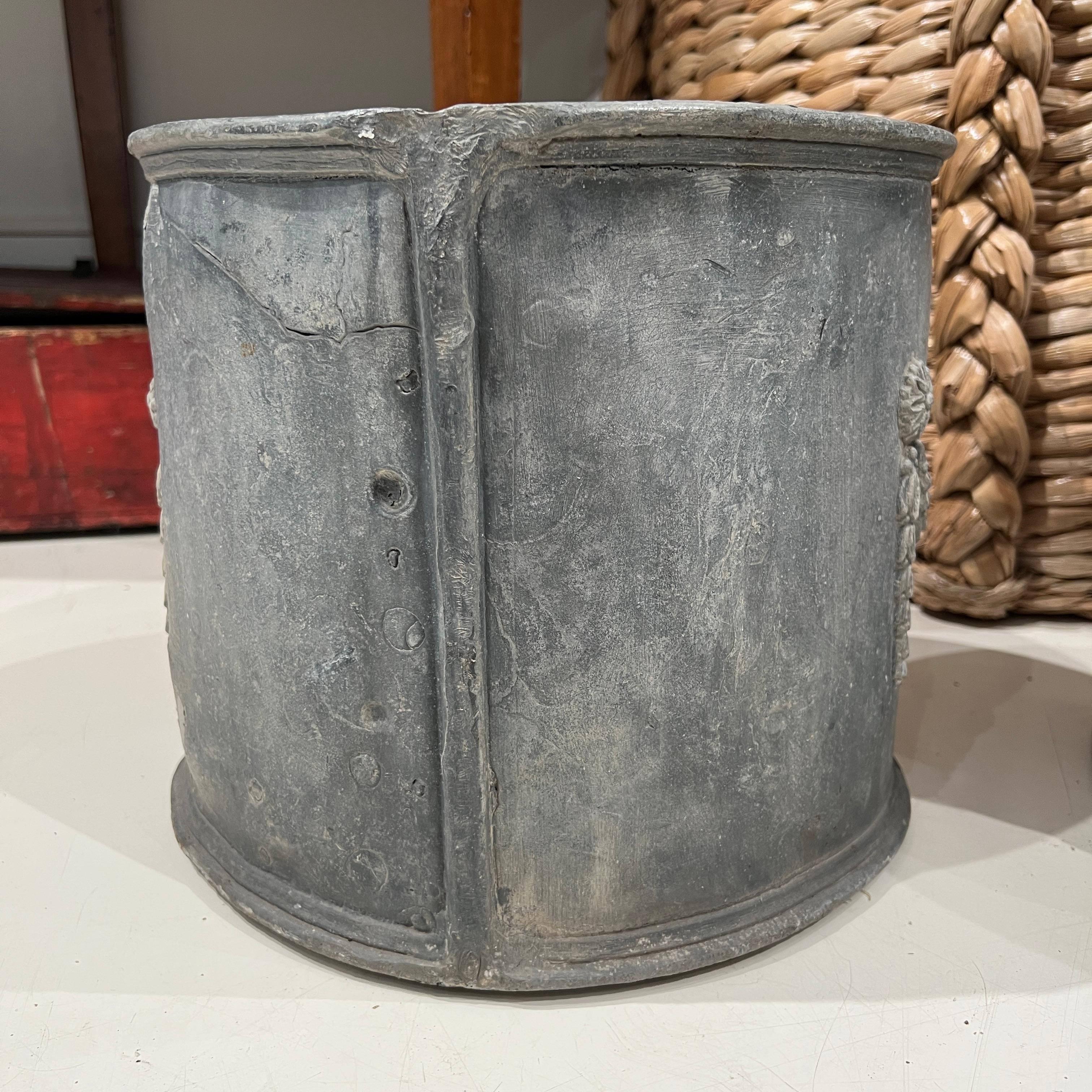 18th/19th Century English Pair of Lead Planters w/Amphorae & Garland Relief For Sale 2