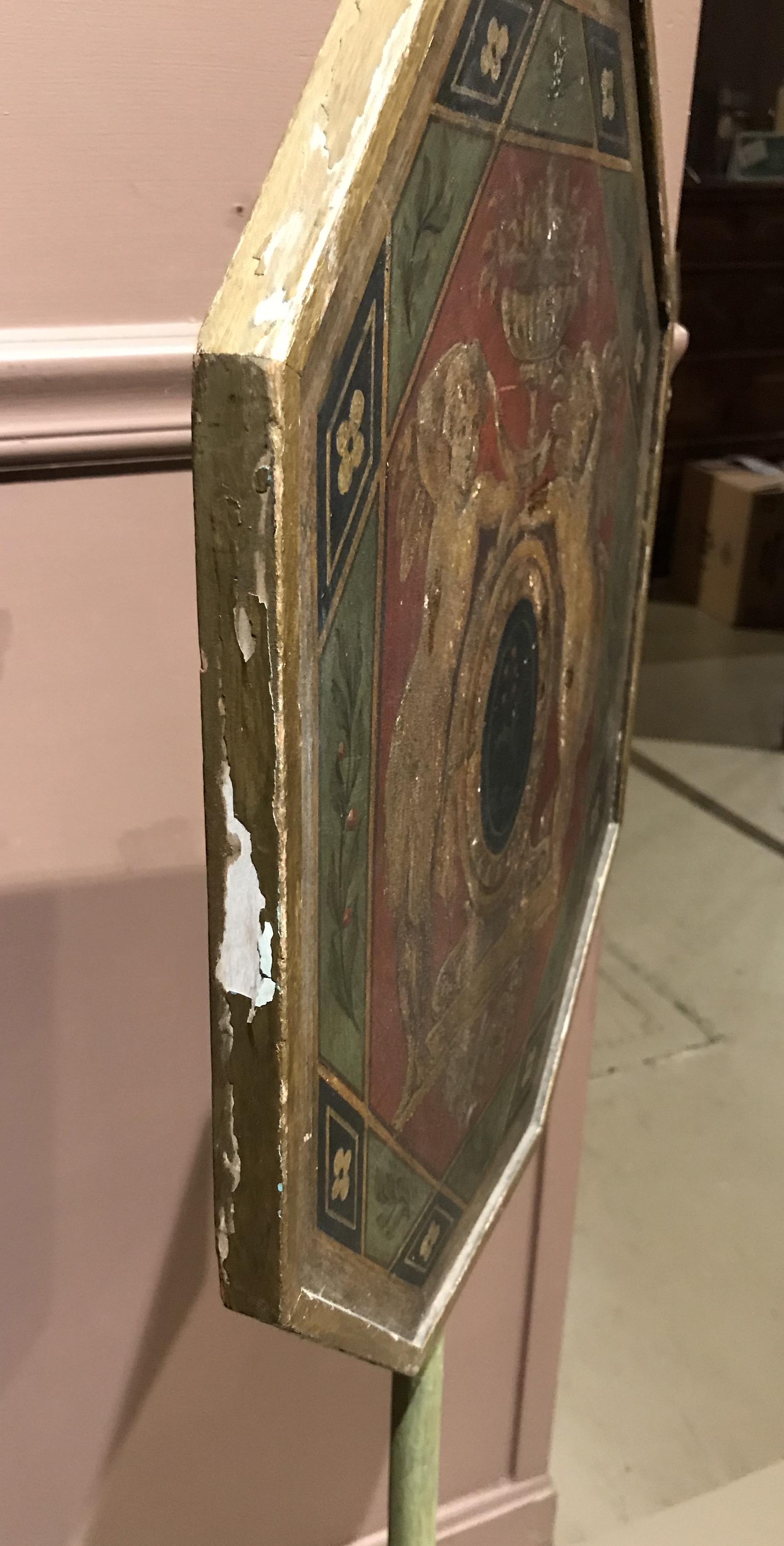 18th-19th Century English Pole Screen with Early Paint Decoration 2