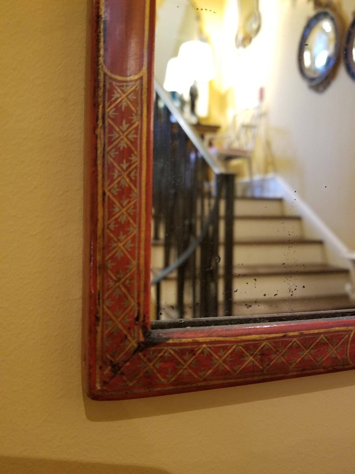 18th-19th Century English Red Chinoiserie Mirror For Sale 1