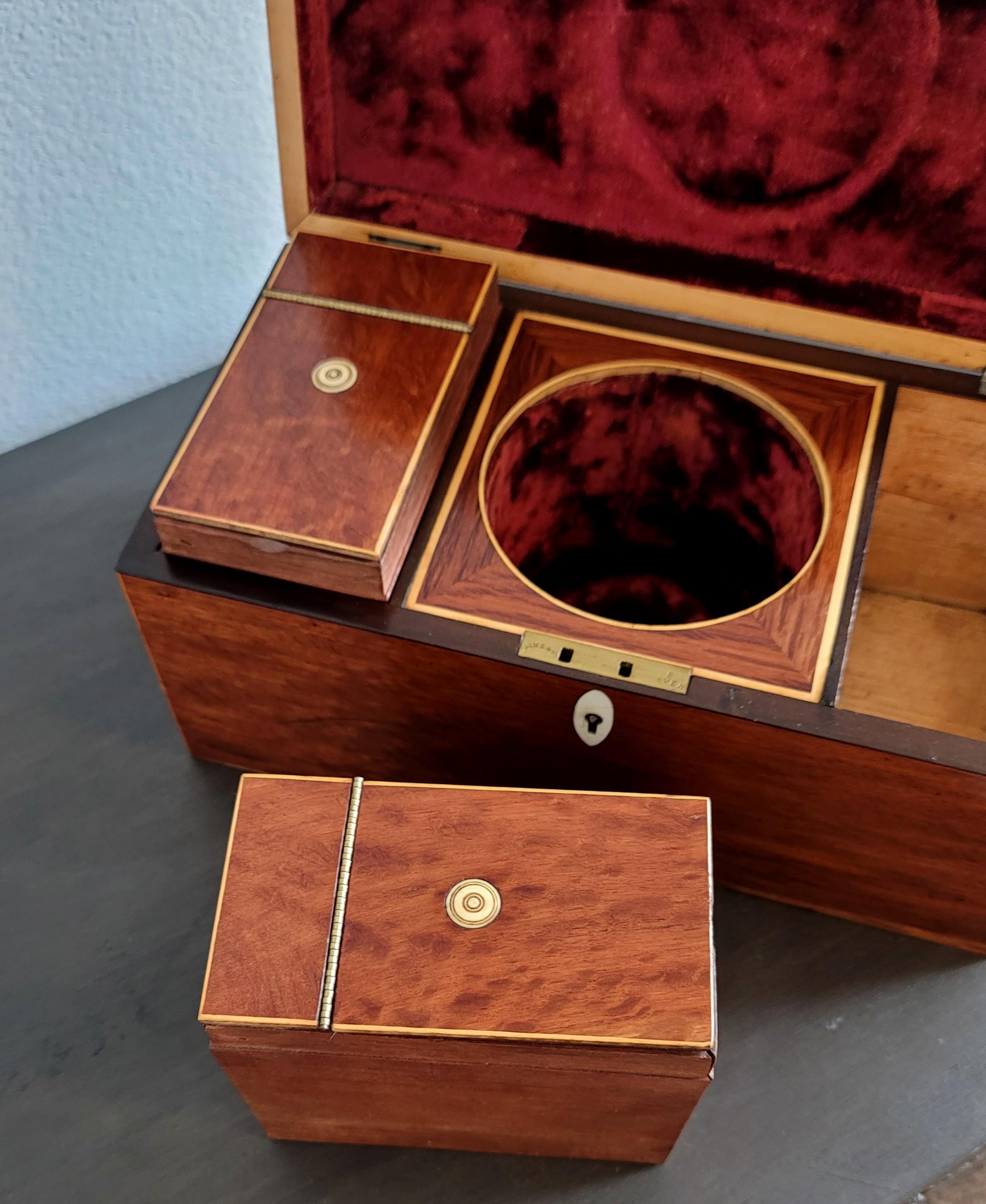 18th/19th Century English Regency Plum Pudding Mahogany Inlaid Tea Caddy  For Sale 5