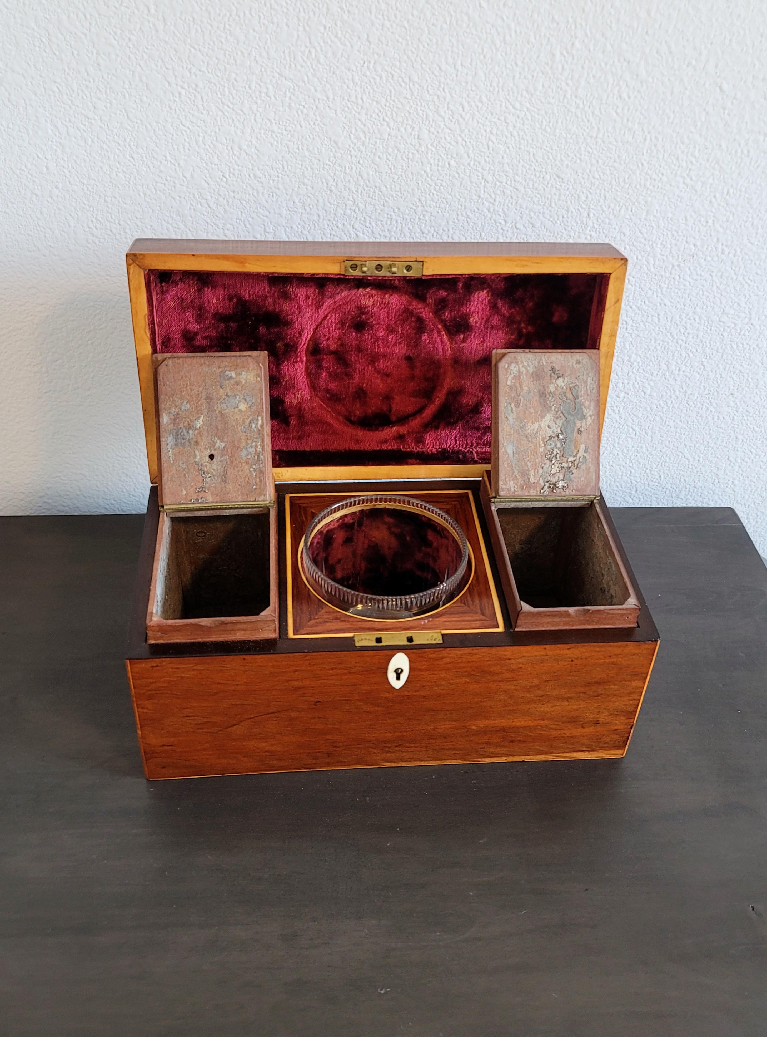 18th/19th Century English Regency Plum Pudding Mahogany Inlaid Tea Caddy  For Sale 2