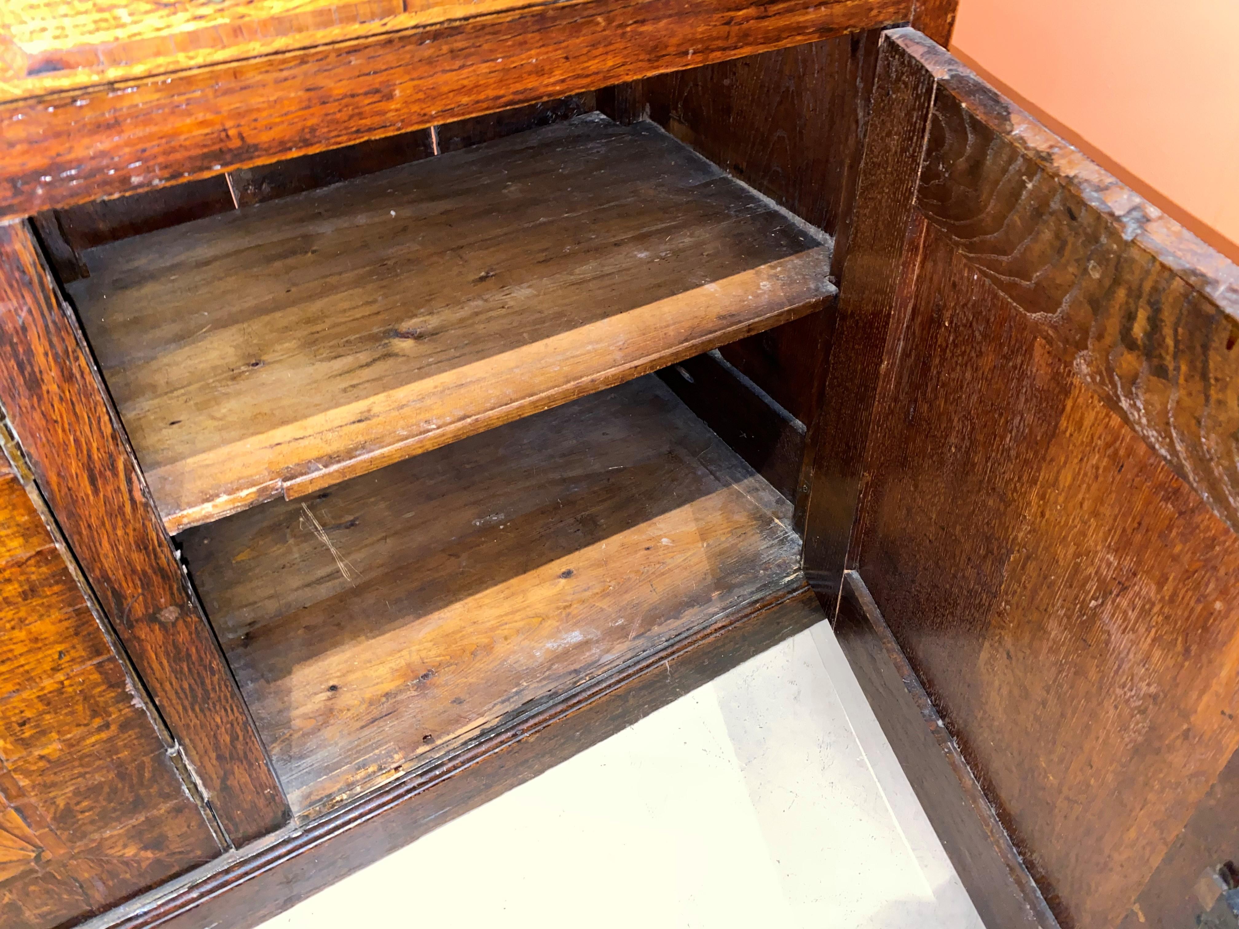 18th/19th Century English Two Part Inlaid Oak Welsh Cupboard or Dresser 4