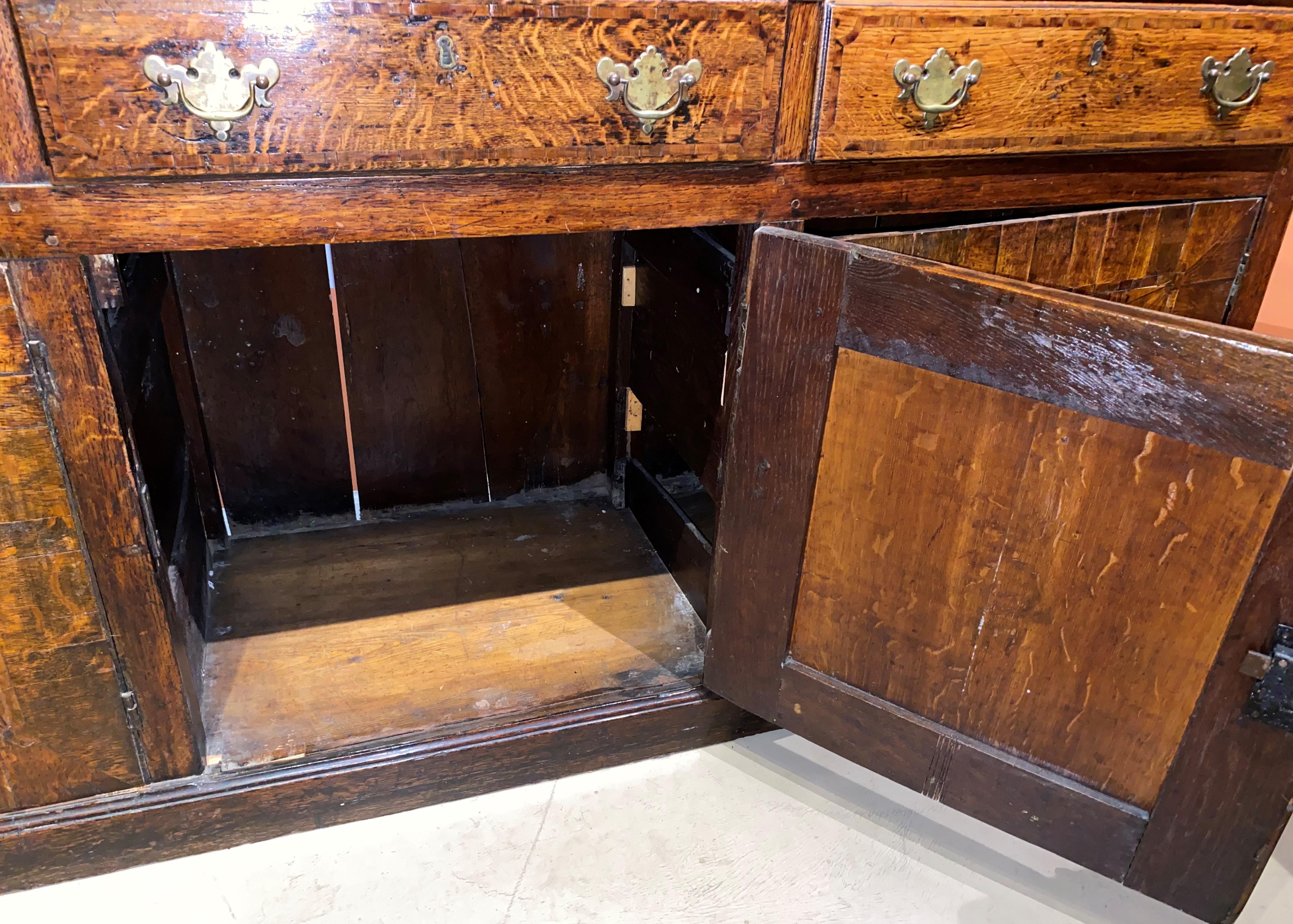 18th/19th Century English Two Part Inlaid Oak Welsh Cupboard or Dresser 5