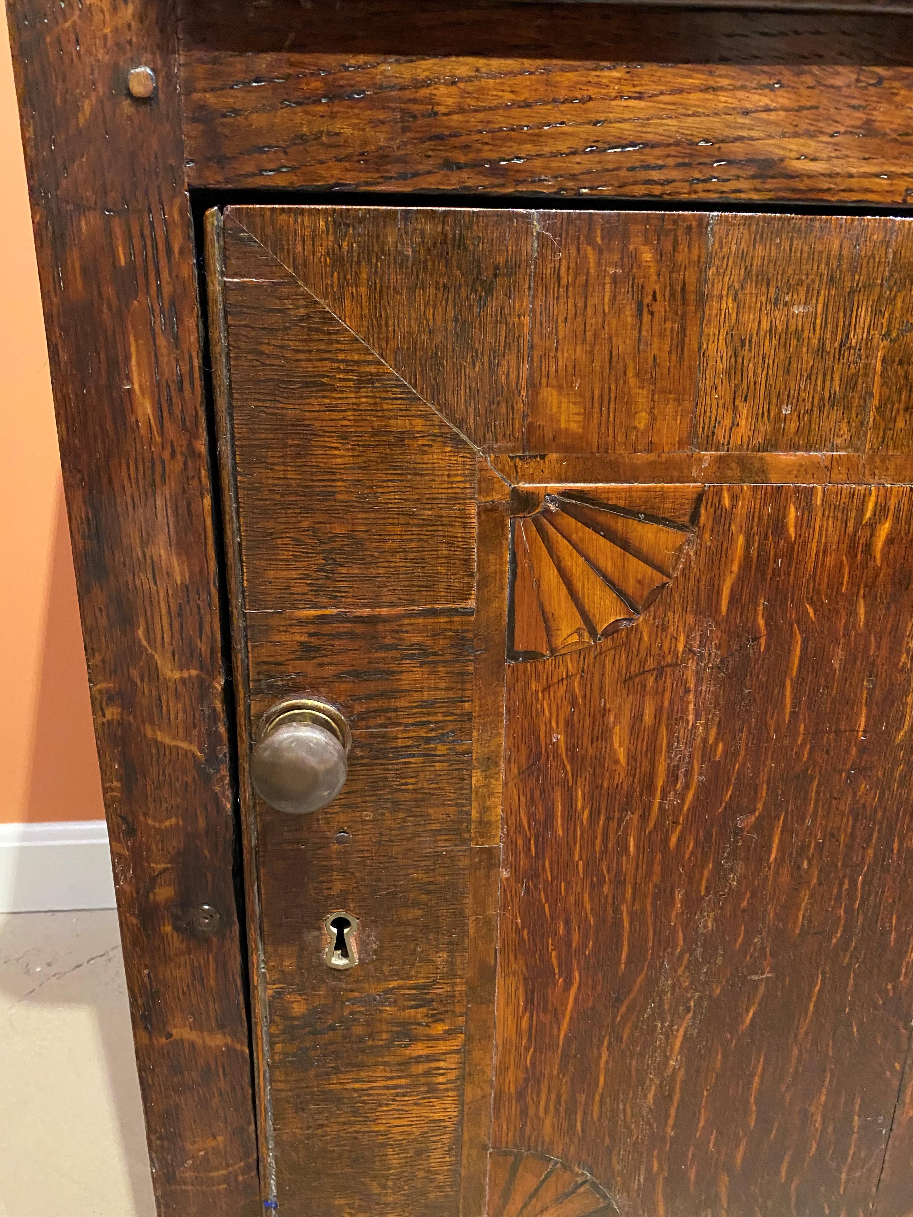 18th/19th Century English Two Part Inlaid Oak Welsh Cupboard or Dresser 8