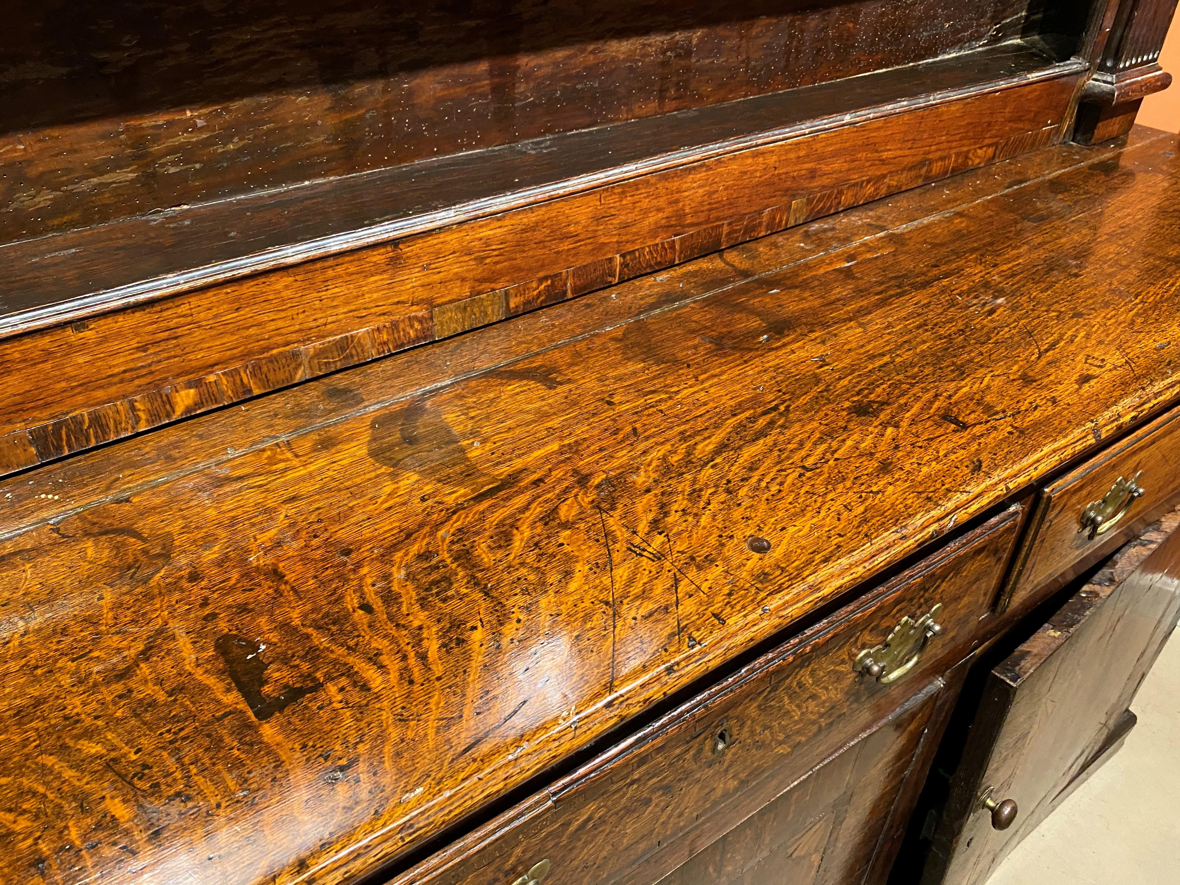 18th/19th Century English Two Part Inlaid Oak Welsh Cupboard or Dresser 9