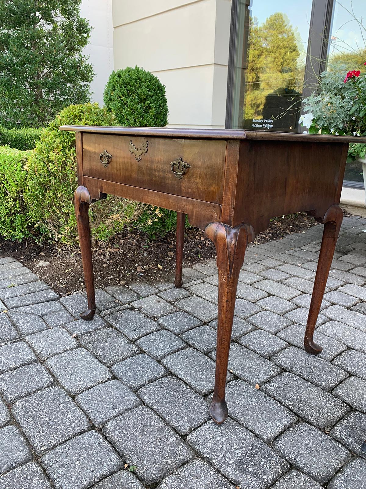 Wood 18th-19th Century English Walnut Table with Single Drawer