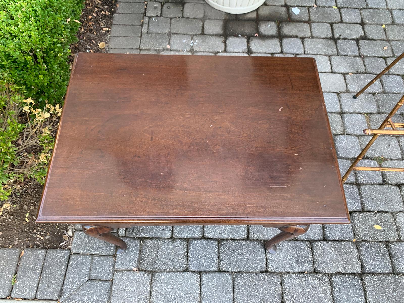18th-19th Century English Walnut Table with Single Drawer 3