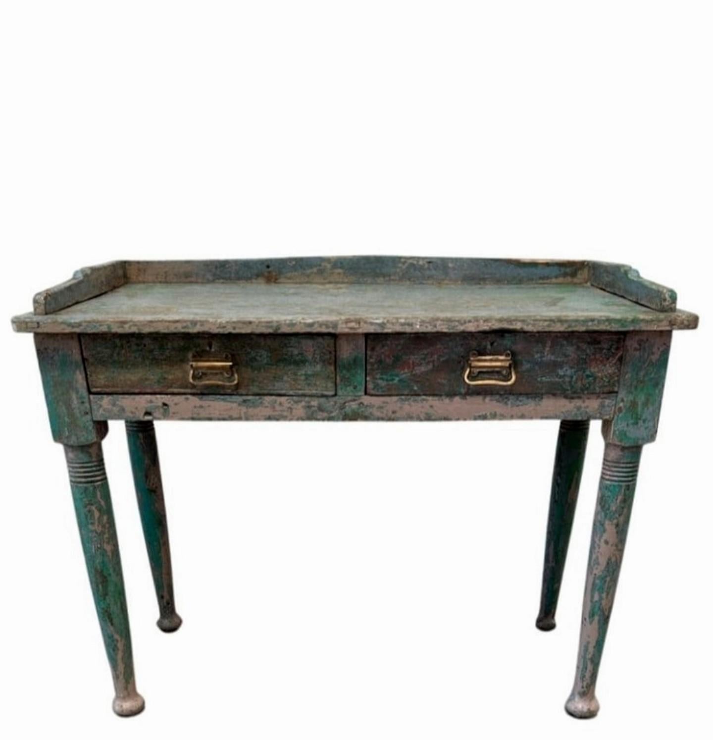 A scarce country European antique painted pine farmhouse sorting table - server with beautifully aged heavily worn patina!

Hand-crafted in Europe in the late 18th / early 19th century, likely Scandinavian or Irish, possibly English Colonial,