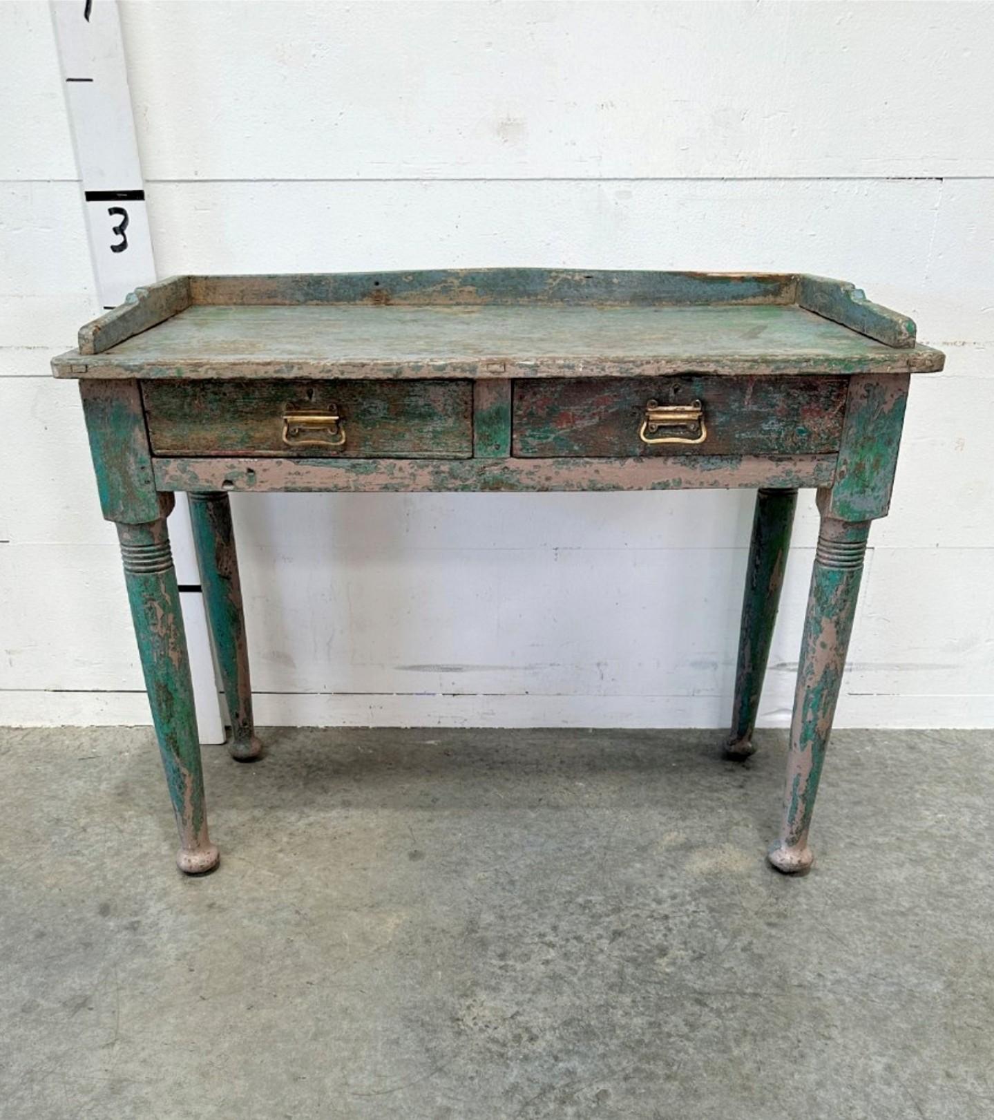 Hand-Painted 18th/19th Century European Painted Pine Farmhouse Sorting Table Server 