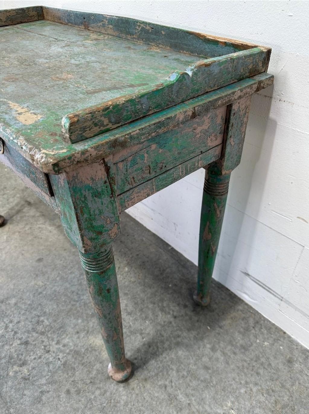 Brass 18th/19th Century European Painted Pine Farmhouse Sorting Table Server 