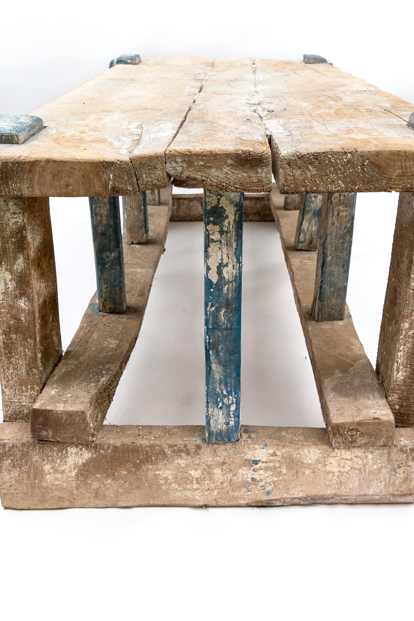 18th - 19th Century European Weathered Wood Carpenters Table For Sale 5