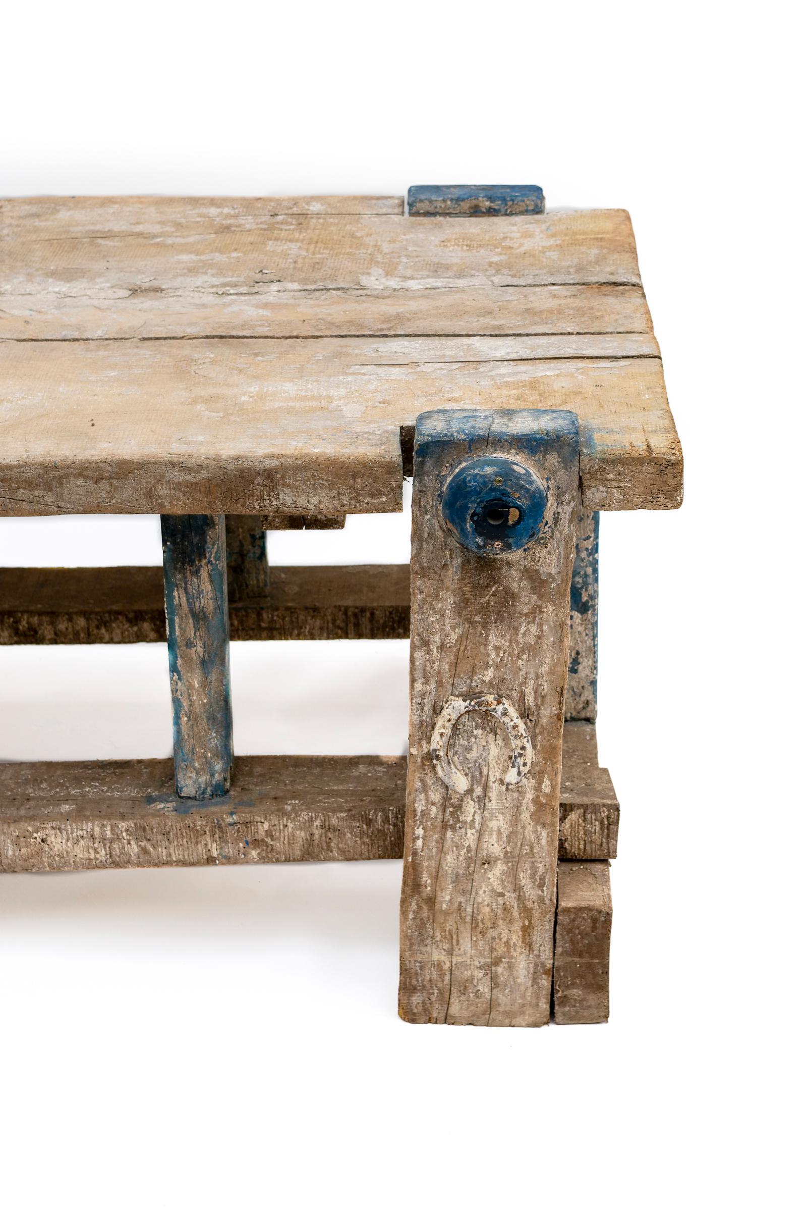 18th - 19th Century European Weathered Wood Carpenters Table For Sale 3