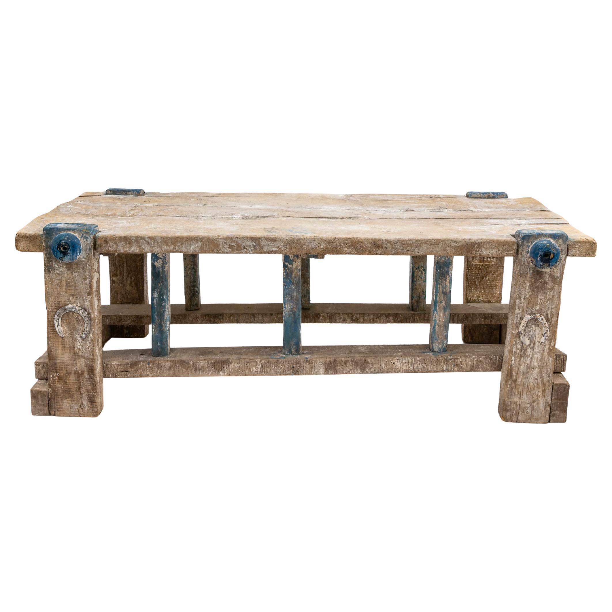 18th - 19th Century European Weathered Wood Carpenters Table For Sale