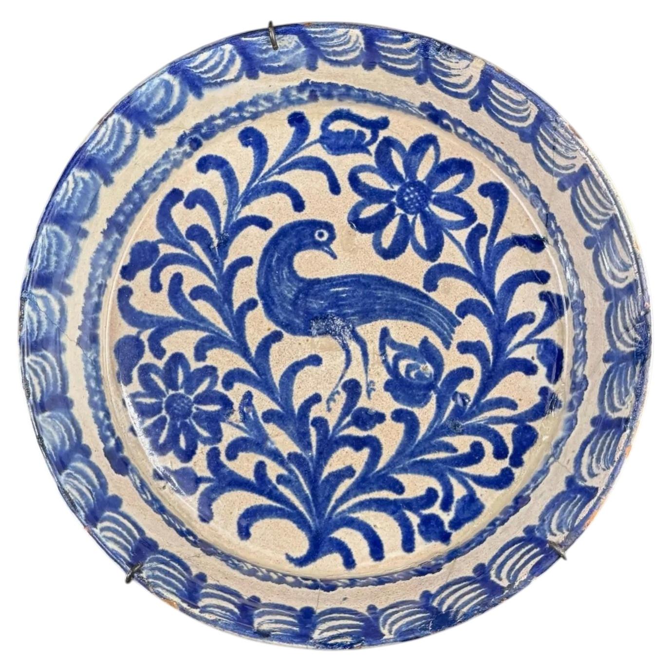 18th-19th Century, Fajalauza Bowl, Hand-Painted Blue & White Pottery, Granada
