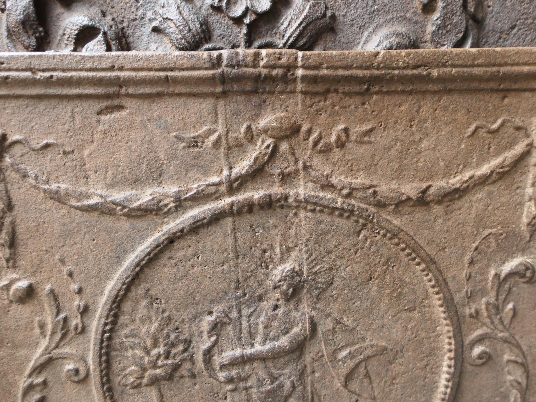 Iron 18th - 19th Century French 'Apollo with Lyre' Fireback