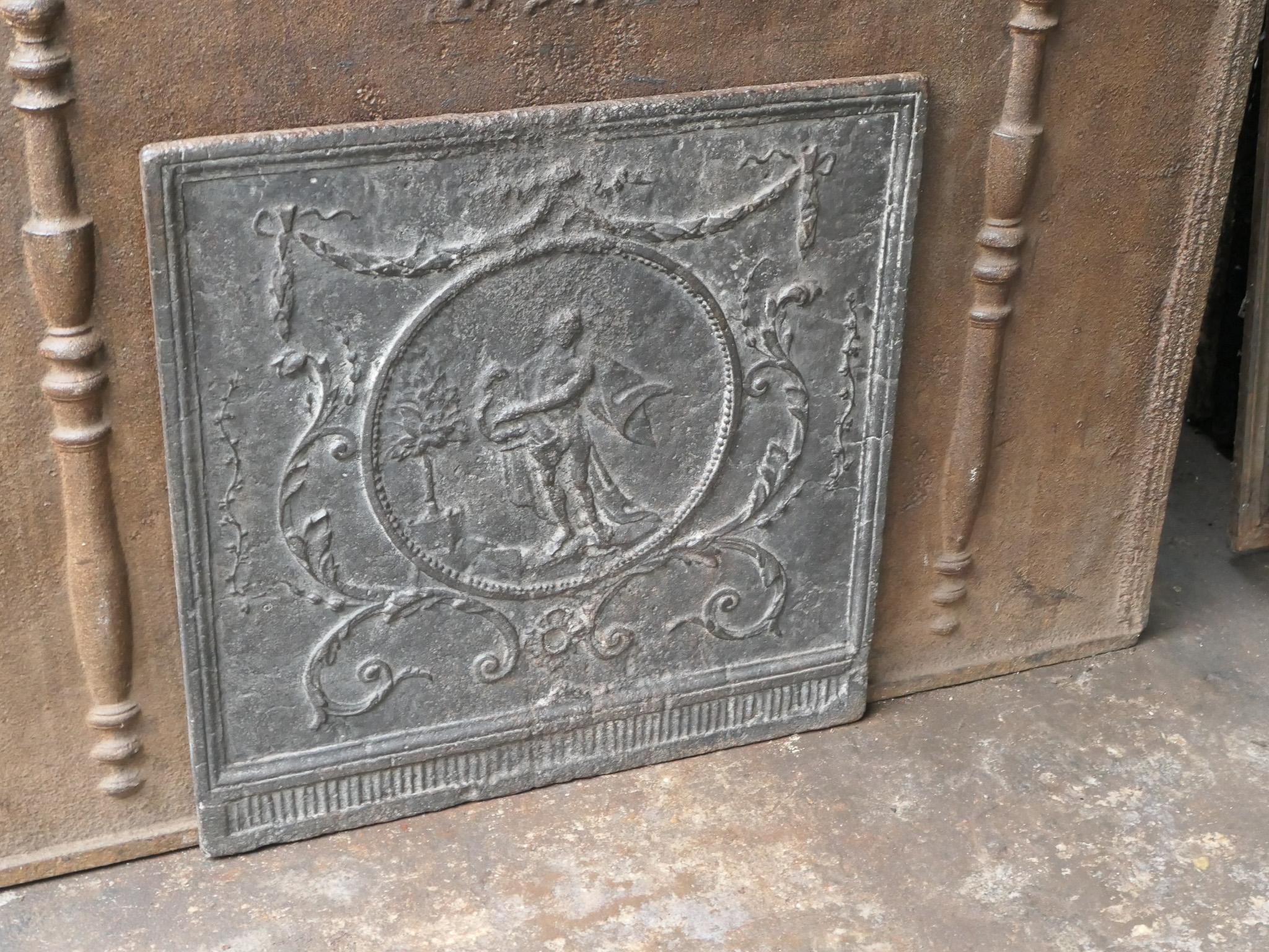 Iron 18th - 19th C. French 'Apollo with Lyre' Fireback / Backsplash For Sale