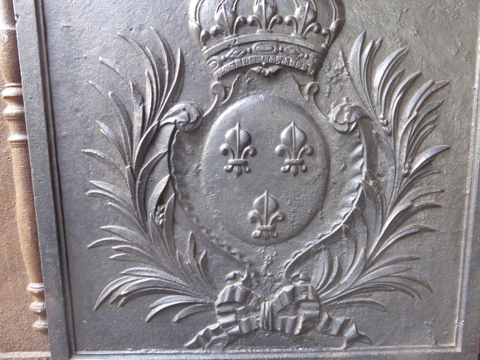 Neoclassical 18th-19th Century French 'Arms of France' Fireback