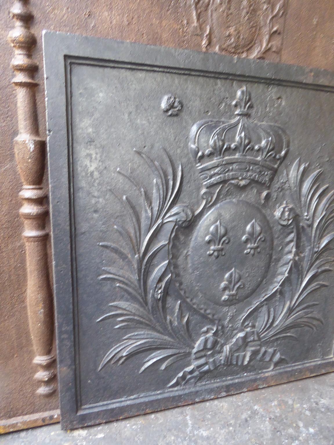 Cast 18th-19th Century French 'Arms of France' Fireback