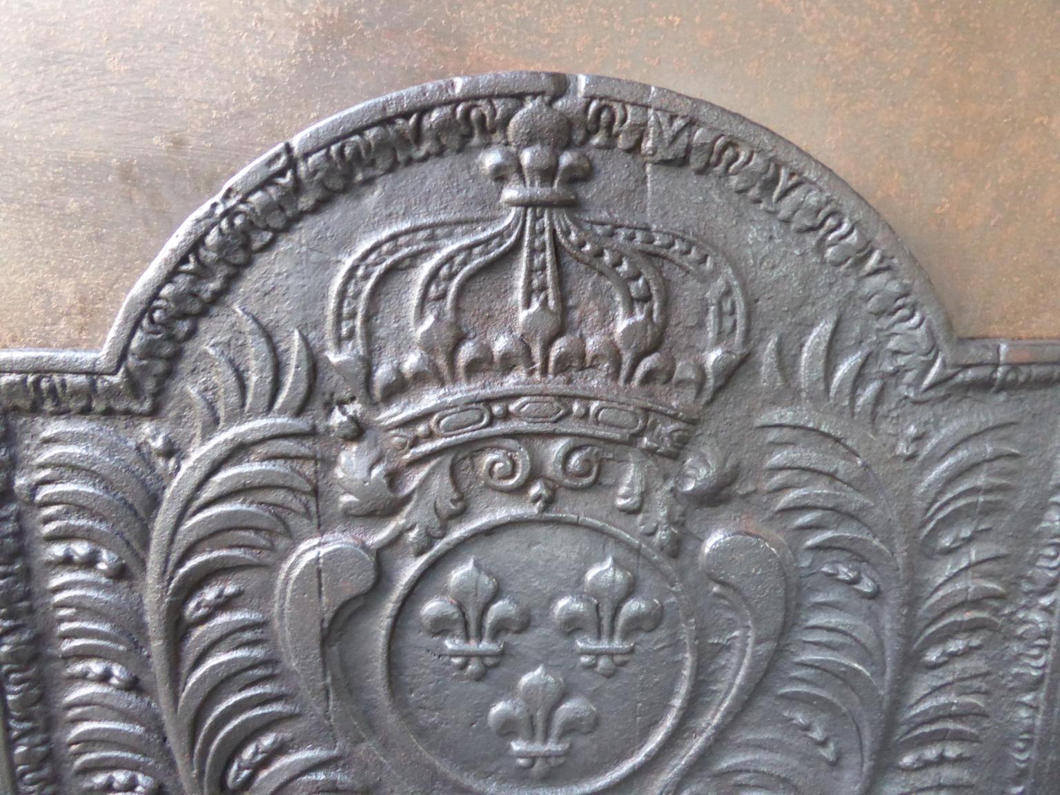 Cast 18th-19th Century French 'Arms of France' Fireback