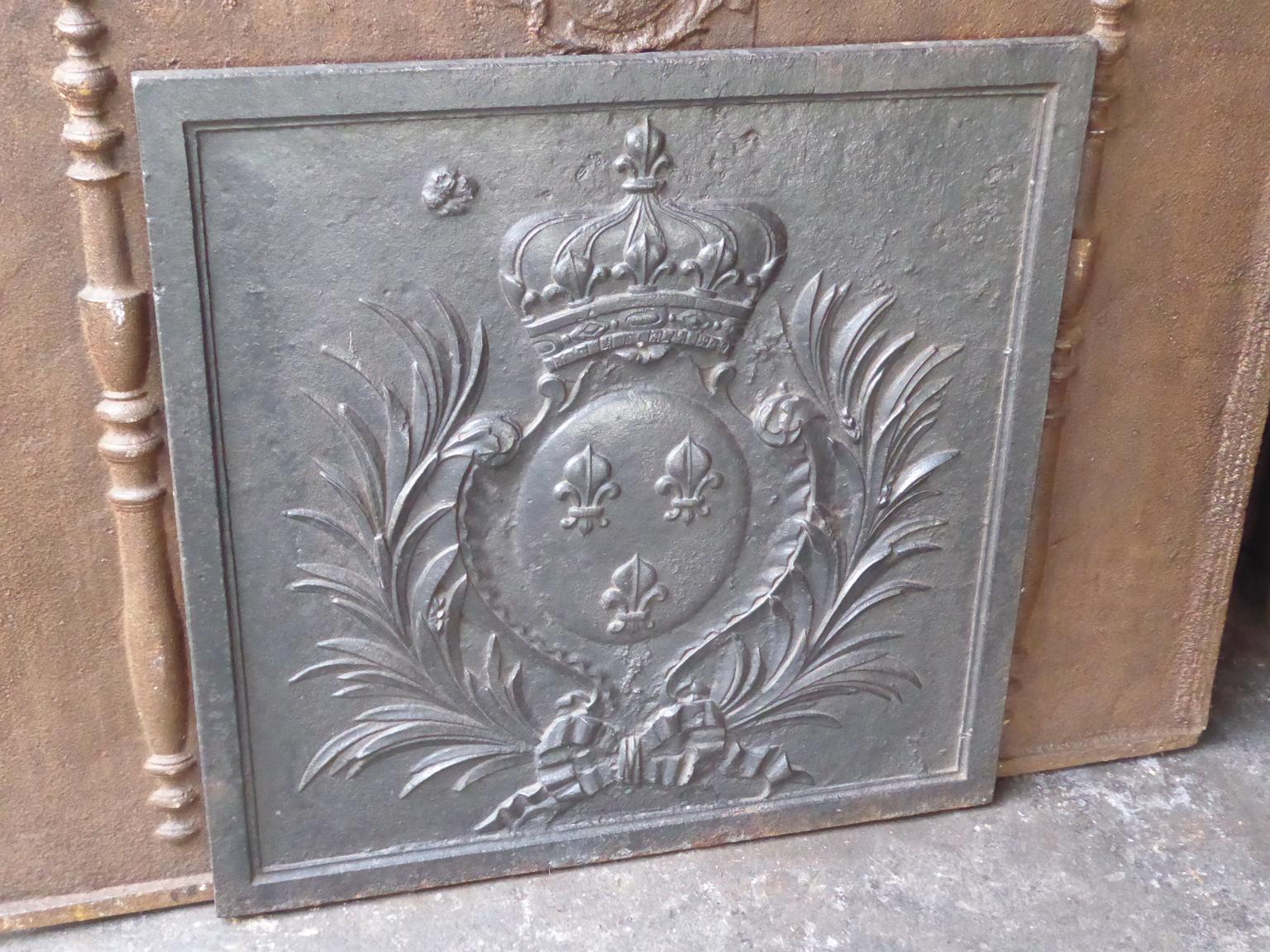 Iron 18th-19th Century French 'Arms of France' Fireback