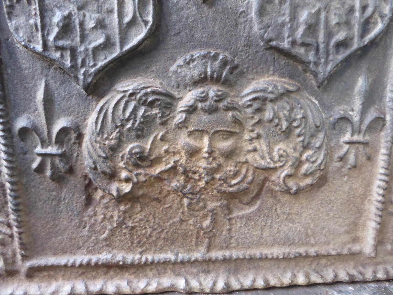 Iron 18th-19th Century French 'Arms of Loraine' Fireback / Backsplash For Sale