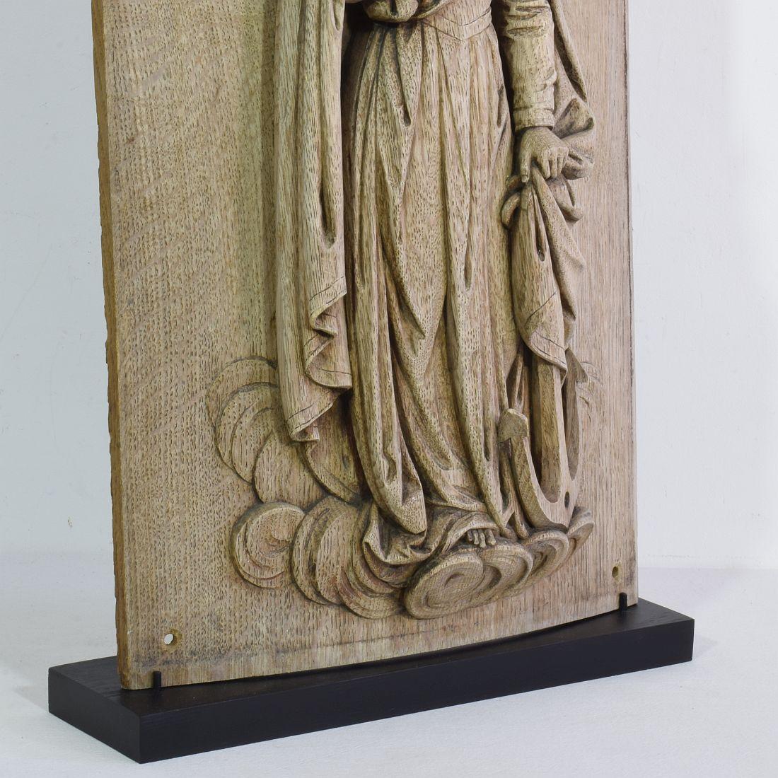 18th 19th Century French Carved Oak Panel of Saint Philomena For Sale 5