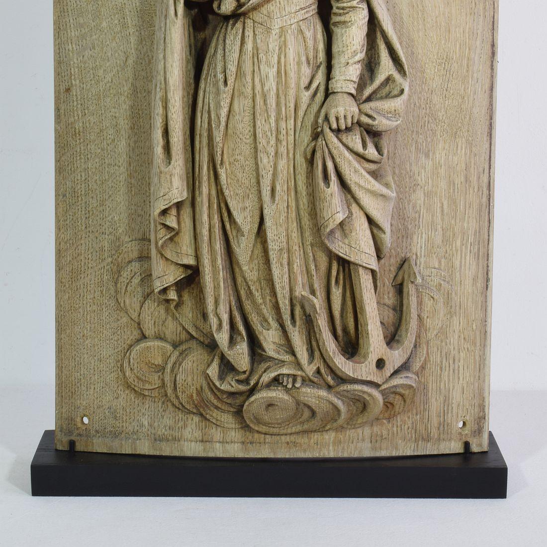 18th 19th Century French Carved Oak Panel of Saint Philomena For Sale 1