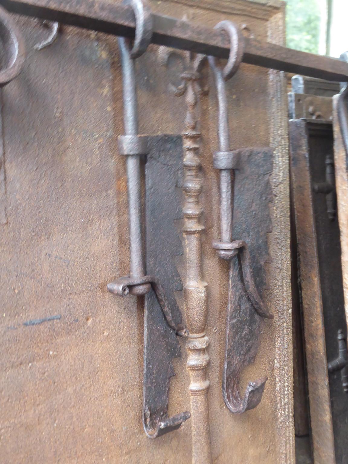 Wrought Iron 18th-19th Century French Fireplace Crane