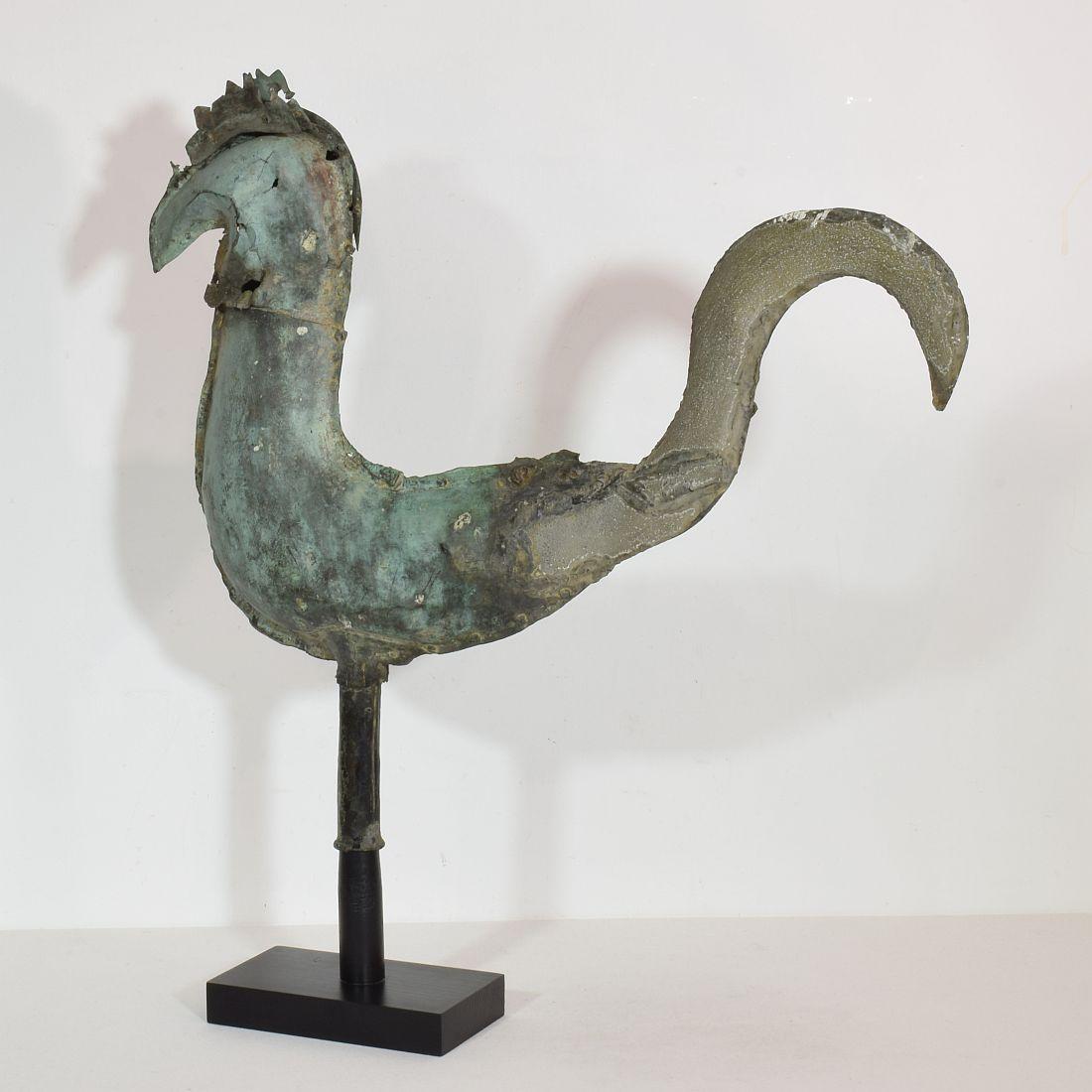 Hand-Crafted 18th-19th Century, French Folk Art Copper Rooster, Weathervane