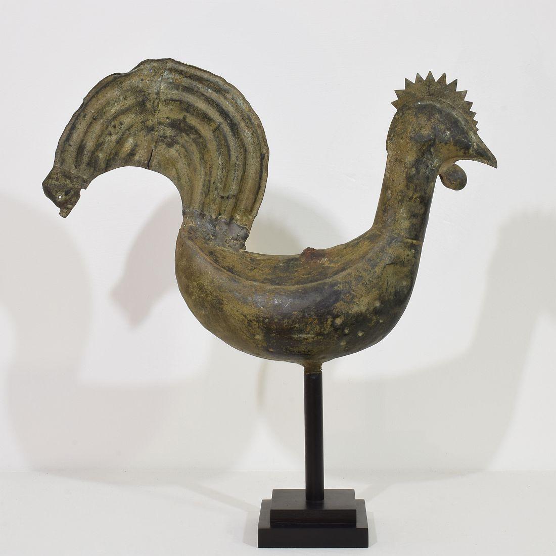 18th Century and Earlier 18th-19th Century, French Folk Art Copper Rooster, Weathervane