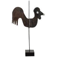 18th-19th Century, French Folk Art Hand Forged Iron Rooster, Weathervane