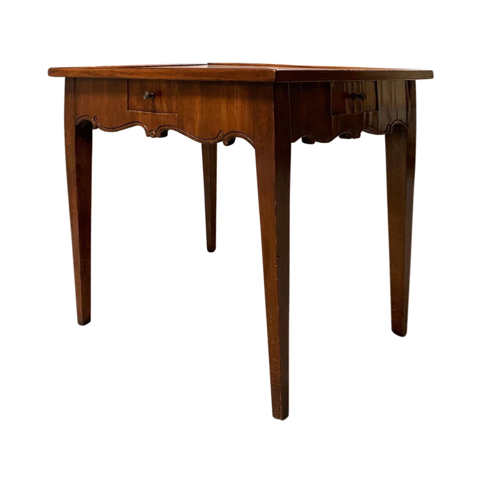 18th-19th Century French Fruitwood Tric-Trac Game Table with Leather Inset