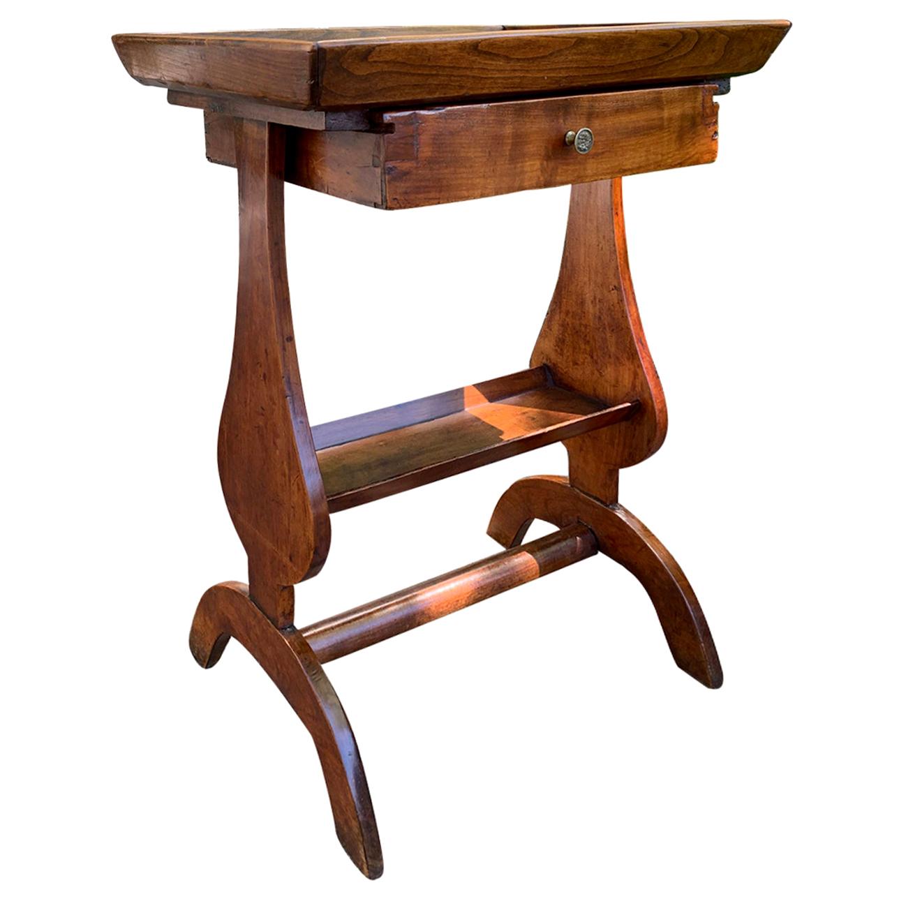 18th-19th Century French Fruitwood Vide Poche Side Table with Drawer
