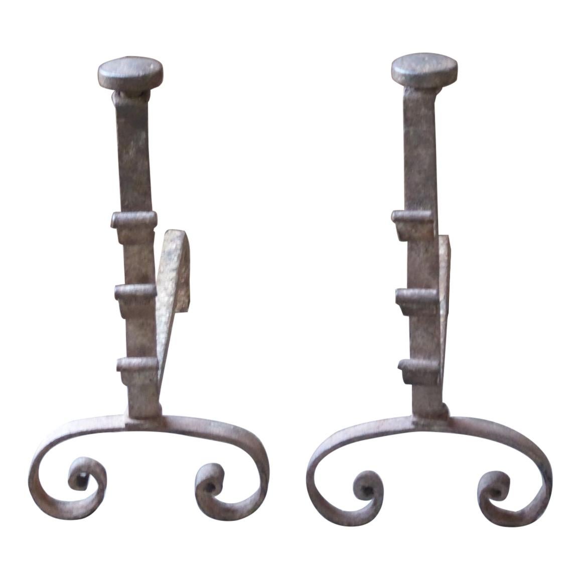 18th-19th century French Gothic style andirons made of wrought iron.







 