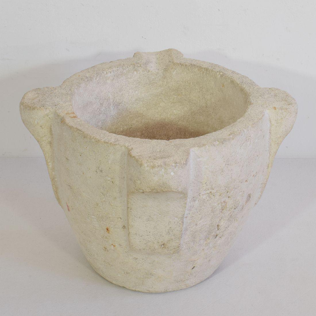 Hand-Carved 18th-19th Century, French Limestone Mortar