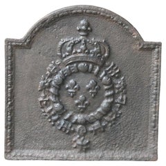 Plaque de cheminée française Louis XIV du 18ème-19ème siècle « Arms of France »