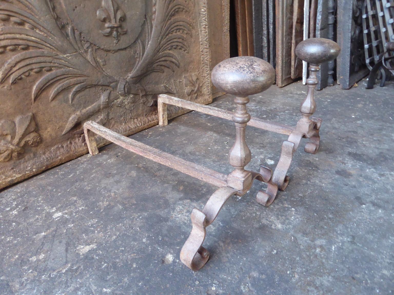18th-19th Century French Louis XV Andirons or Firedogs 6