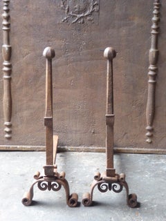 18th-19th Century French Louis XV Andirons or Firedogs
