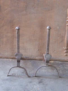 18th-19th Century French Louis XV Andirons or Firedogs