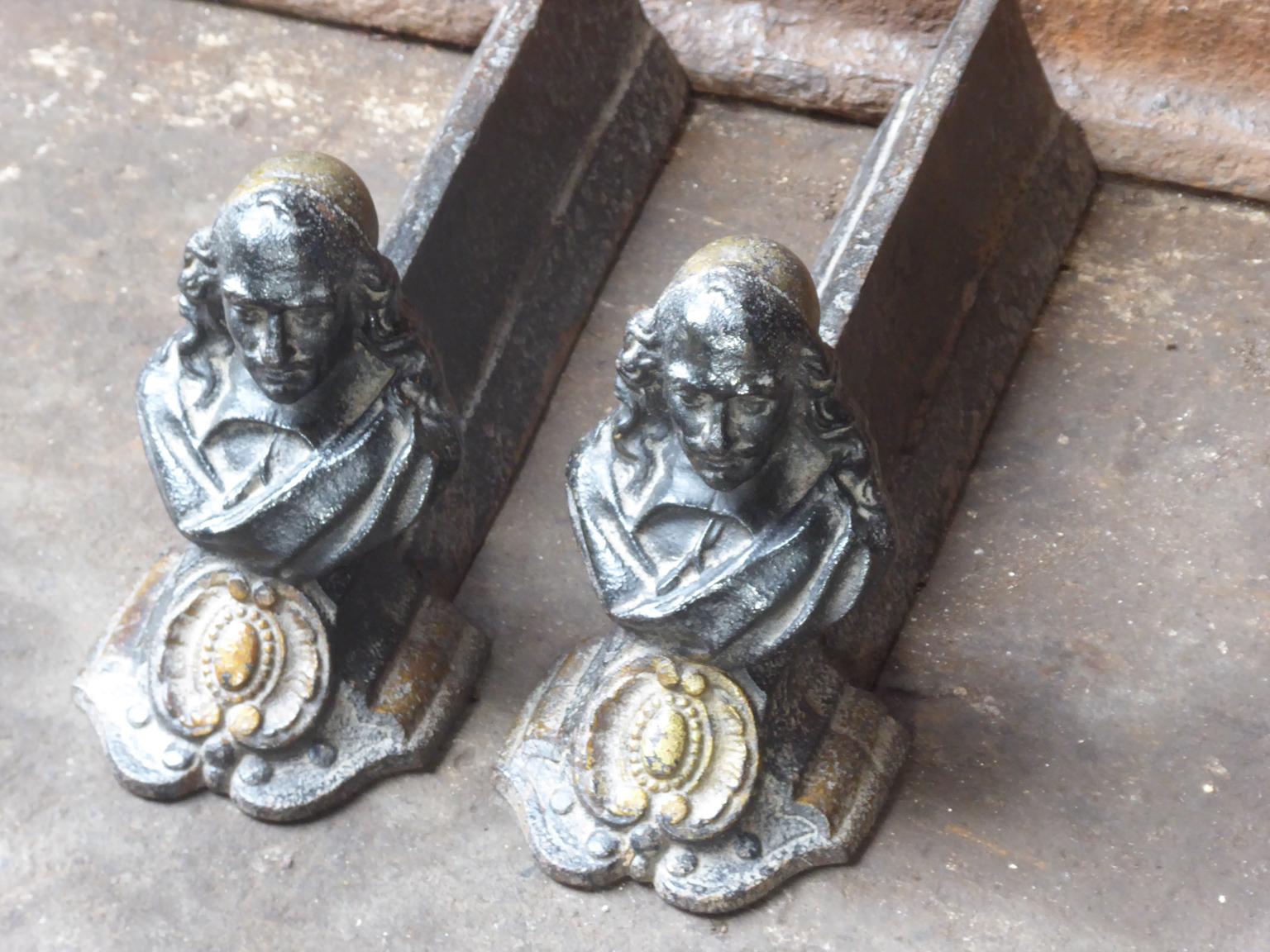 18th-19th Century French Louis XV Andirons or Firedogs In Good Condition In Amerongen, NL