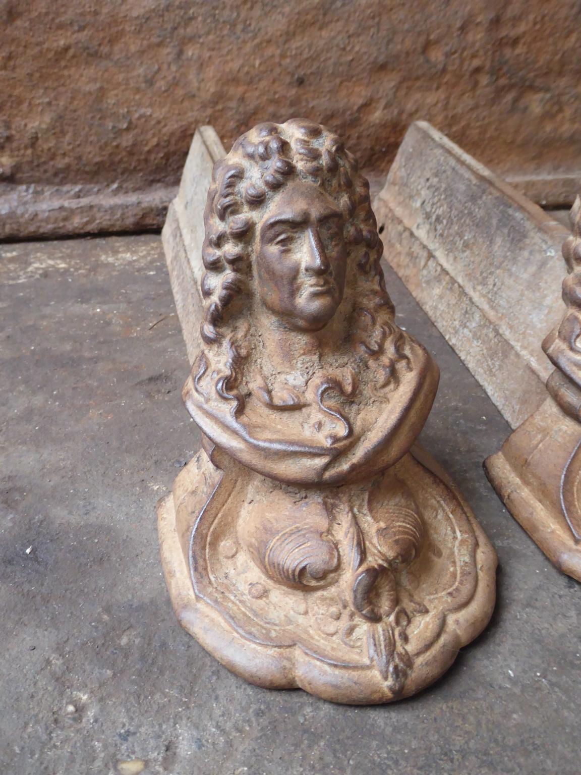 18th-19th Century French Louis XV Andirons or Firedogs For Sale 1