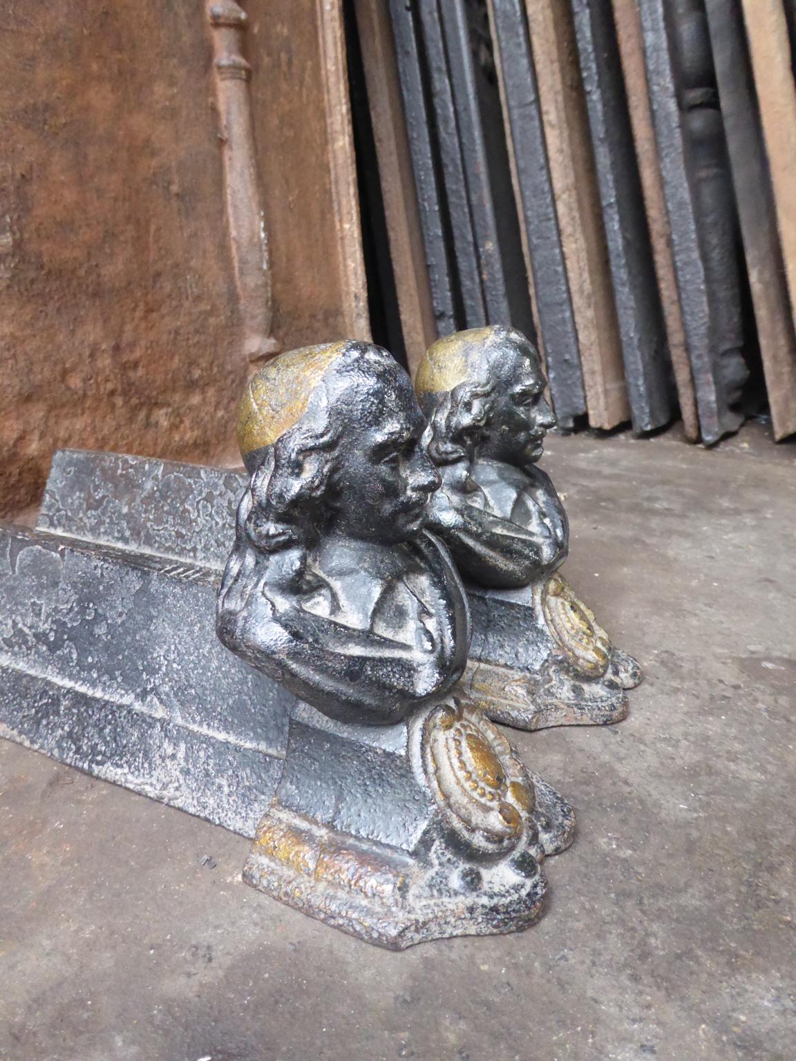 18th-19th Century French Louis XV Andirons or Firedogs 3