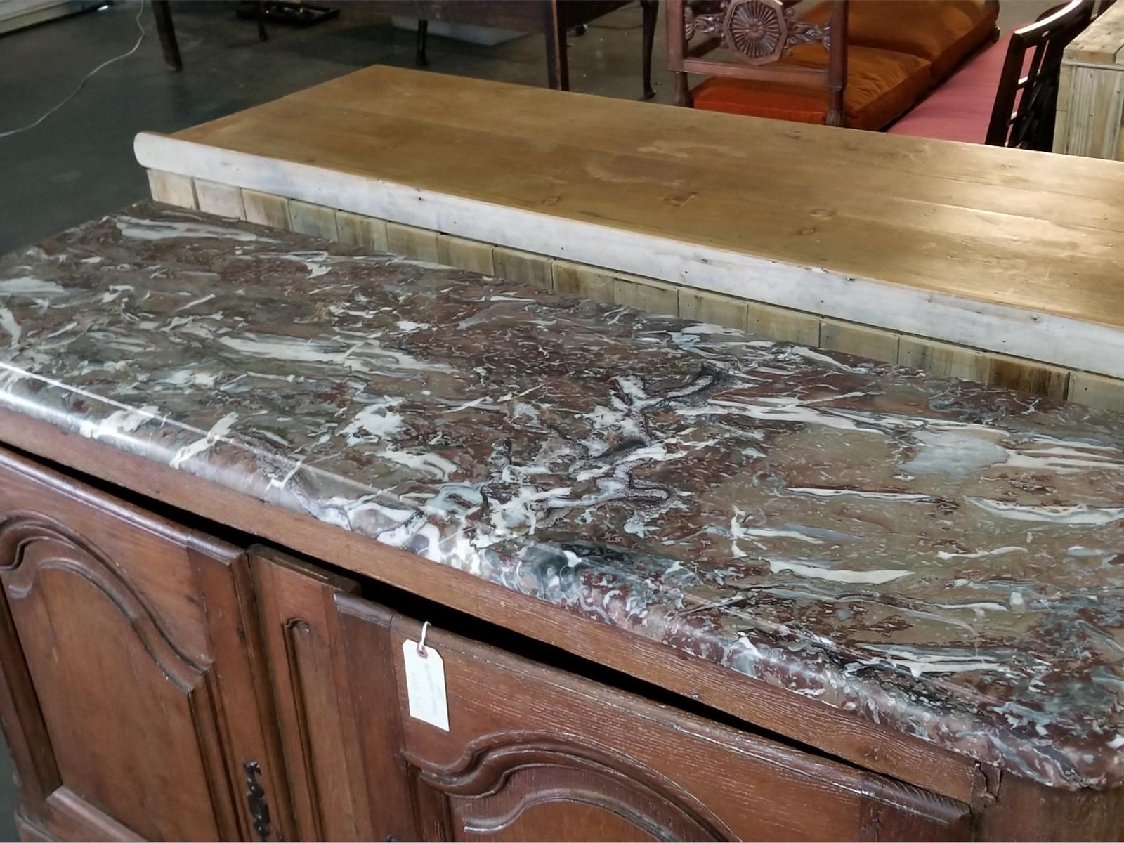 18th-19th Century French Louis XV Marble-Top Buffet, Mellow Finish For Sale 1