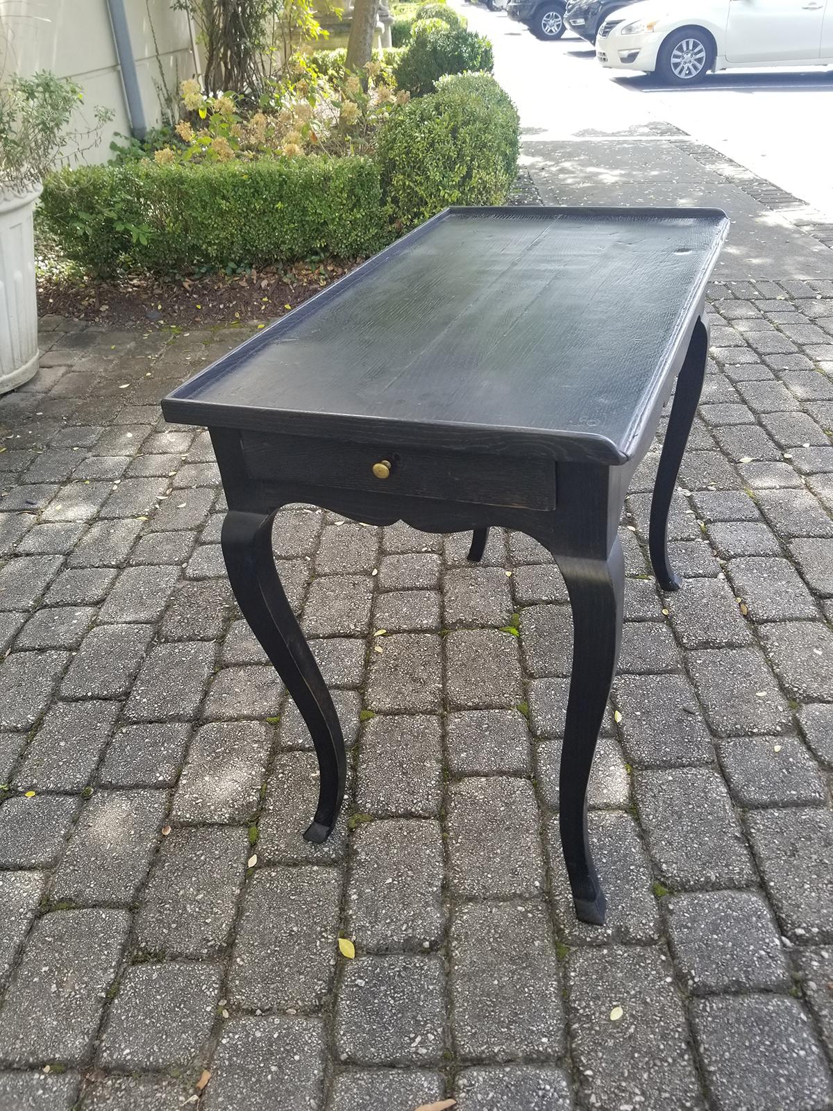 18th/19th Century French Louis XV Style Oak Ebonized Side Table with Drawer 2