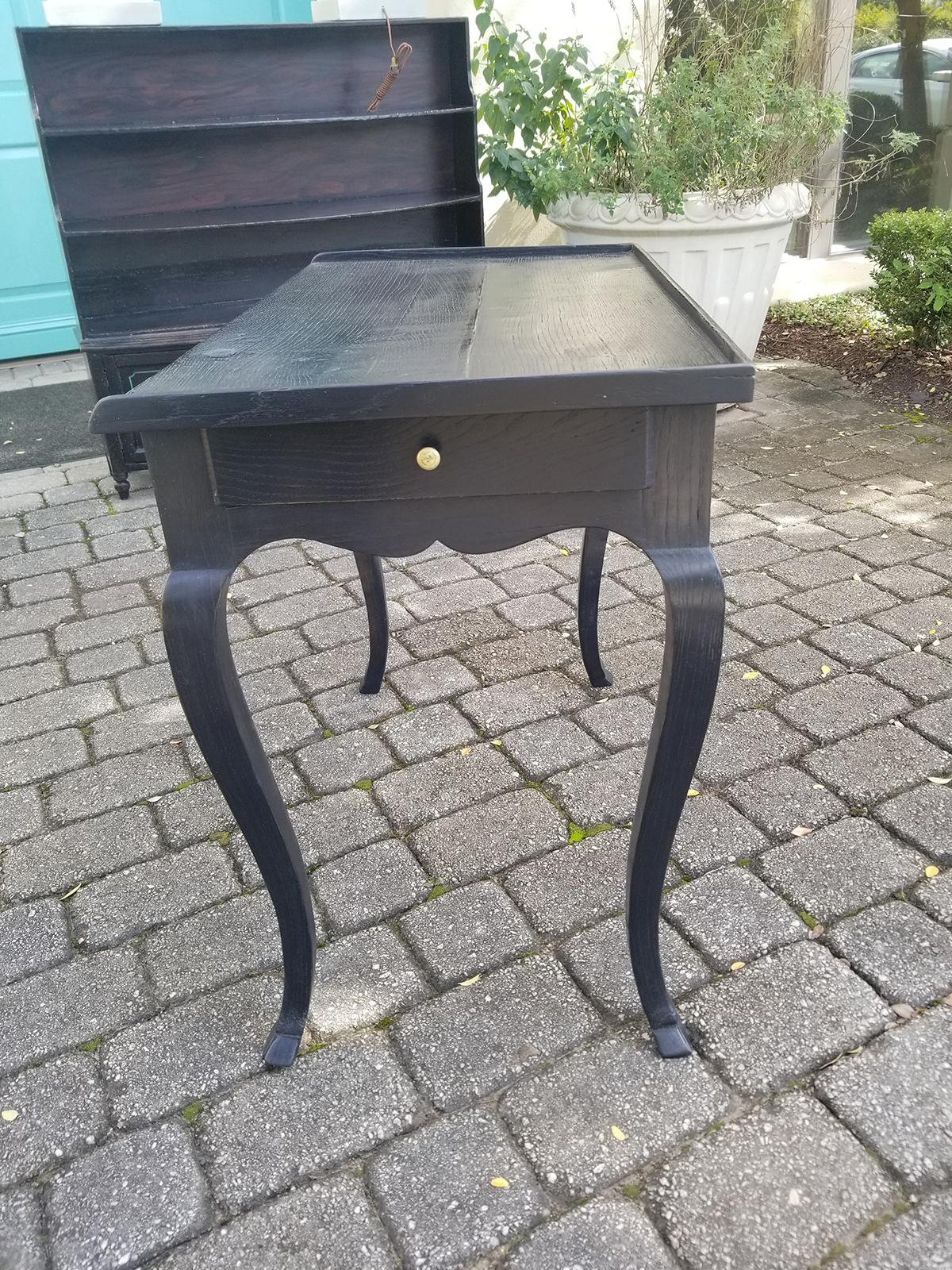 18th/19th Century French Louis XV Style Oak Ebonized Side Table with Drawer 3